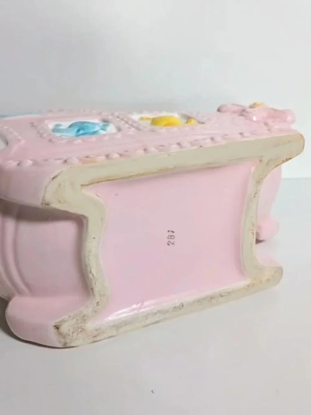 Vintage Pink Ceramic Napco Ware Helicopter Animal Planter Music Box Baby Nursery - Picture 5 of 8